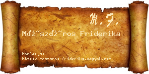 Mészáros Friderika névjegykártya